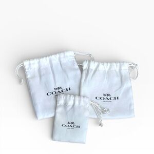 3 Small Coach Jewelry Drawstring Dustbags White Black Horse and Carriage
